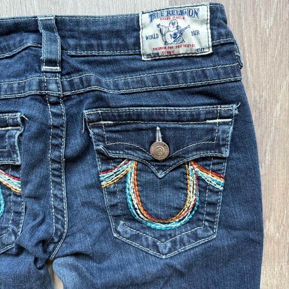 True Religion Dark Blue Straight Leg Jeans Size 27 Low Rise Casual Streetwear - Picture 13 of 14